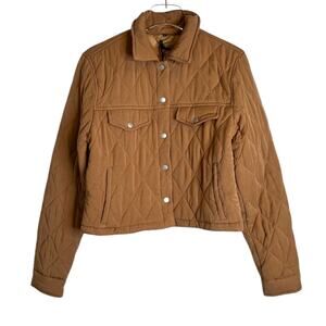 BLANKNYC Quilted Cropped Jacket in Tan Women's Small